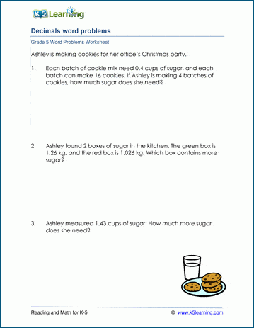 Grade 5 mixed decimals word problem worksheets