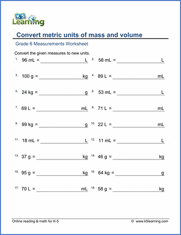 Grade 6 Measurement Worksheet convert between mm, cm, m and km