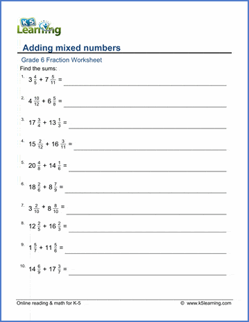 problem solving involving addition and subtraction of fractions grade 6