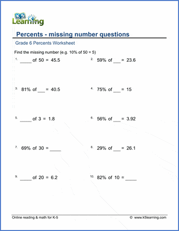 percentage problem solving grade 5