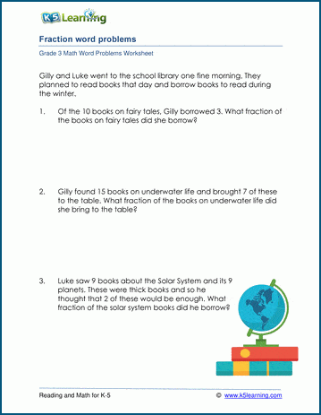 3rd Grade Fraction Word Problems | K5 Learning