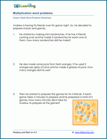 Grade 3 multiplication word problem