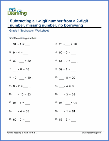 Sample Subtraction Worksheet