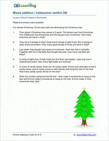 Sample Word Problems Worksheet