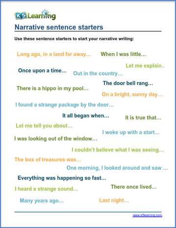 example of narrative essay sentence