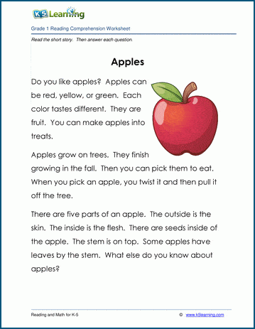 Apples Grade 1 Children S Story K5 Learning