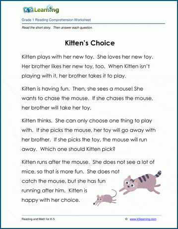 Grade 1 Children's Story - Kitten's Choice