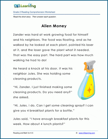 Grade 2 Children's Story - Alien Money