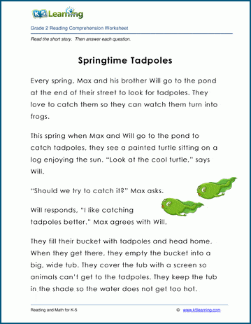 Springtime Tadpoles - Grade 2 Children's Story | K5 Learning