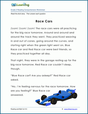 Grade 2 Children's Story - Race cars