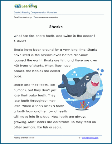 sharks grade 2 children s story k5 learning