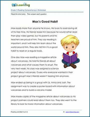 Grade 3 Children's Story - Max's Good Habit