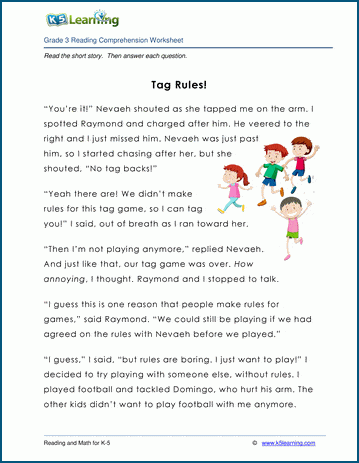 Grade 3 Children's Story - Tag Rules!