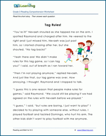 tag rules grade 3 children s story k5 learning