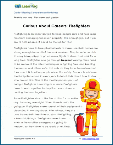 Grade 4 Children's Story - Curious about Careers: Firefighters
