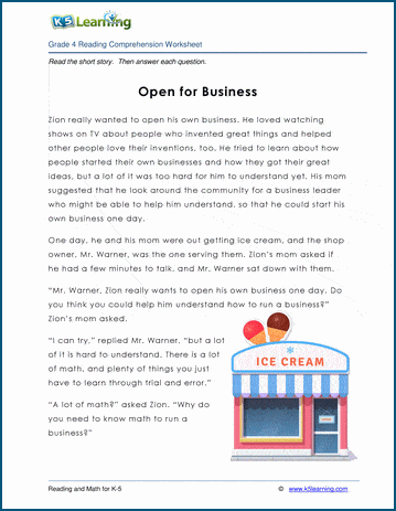 Grade 4 Children's Story - Open for Business