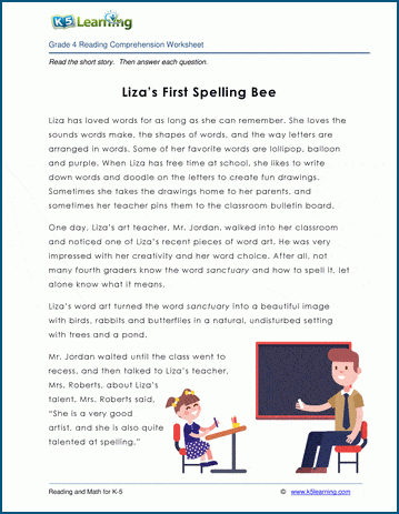 Grade 4 Children's Story - Liza's First Spelling Bee