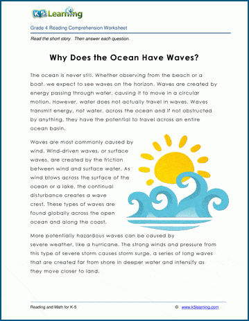 why does the ocean have waves grade 4 children s story k5 learning