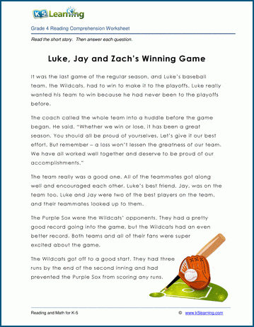 Grade 4 Children's Story - Luke, Jay and Zach's Winning Game