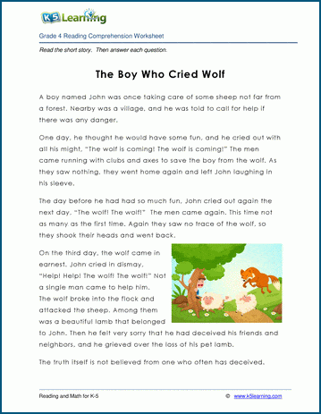 Grade 4 Children's Fable - The Wolf