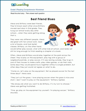 Grade 5 Children's Story - Best Friend Blues