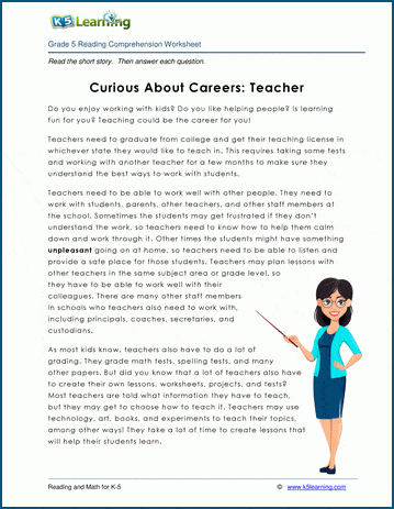 Grade 5 Children's Story - Curious about Careers: Teacher
