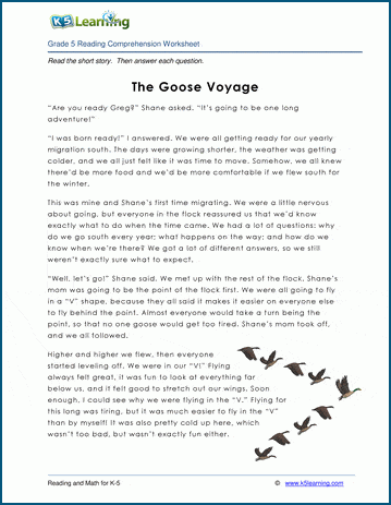 The Goose Voyage Grade 5 Children S Story