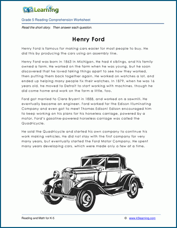 Grade 5 Children's Story - Henry Ford