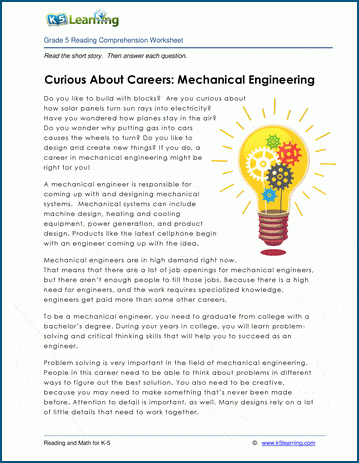 Grade 5 Children's Story - Curious about Careers: Engineering
