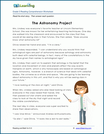 Grade 5 Children's Story - The Astronomy Project