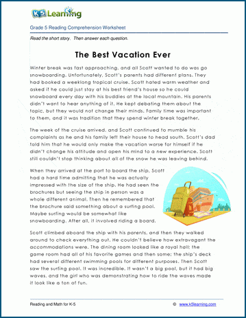 Grade 5 Children's Story - The Best Vacation Ever