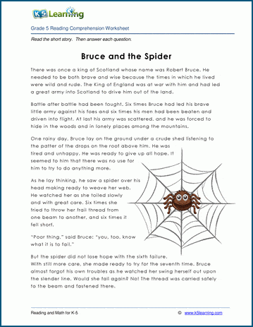 Grade 5 Children's Fable - Bruce and the Spider
