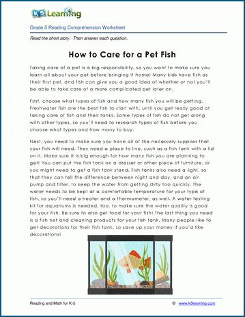 Grade 5 Children's Story - How to Care for a Pet Fish