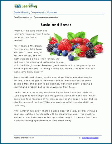 Grade 5 Children's Fable - Susie and Rover