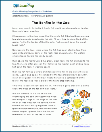 Grade 5 Children's Fable - The Bonfire in the Sea