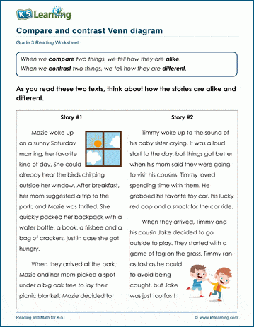Compare & contrast worksheets | K5 Learning