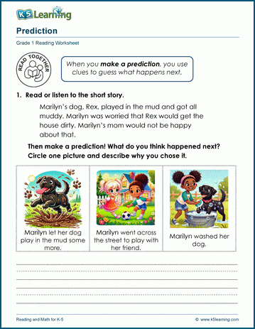 Prediction Worksheets for Grade 1 | K5 Learning