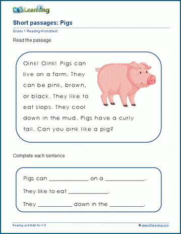 Short passages worksheet