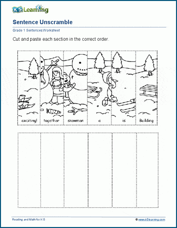 Grade 1 unscramble sentences worksheets