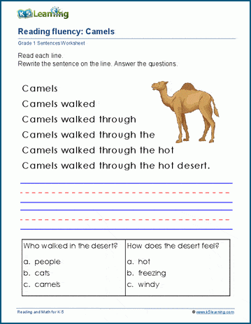 Reading fluency worksheet