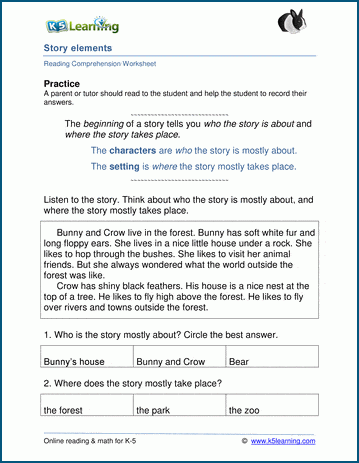 Story Elements Worksheets for Grade 1 | K5 Learning