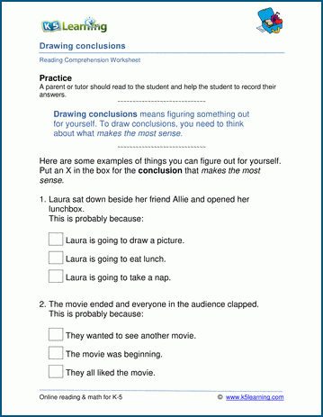 Grade 2 drawing conclusions and making inferences worksheets