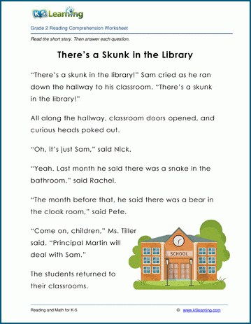 Grade 2 Children's Fable - There's a Skunk in the Library
