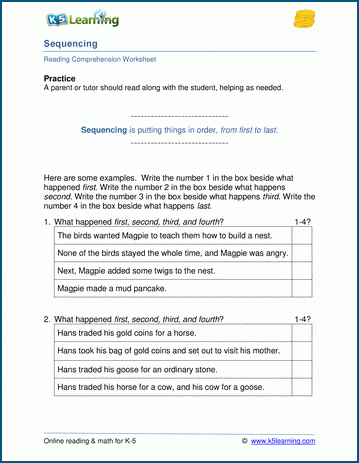 grade 3 sequencing worksheet