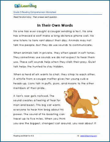Grade 3 Children's Story - In Their Own Words