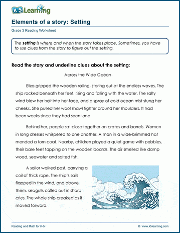 Elements of a story: Setting worksheet