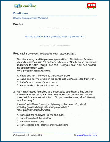 Grade 4 predictions worksheet