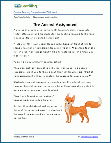 The Animal Assignment - Grade 4 Children's Story | K5 Learning