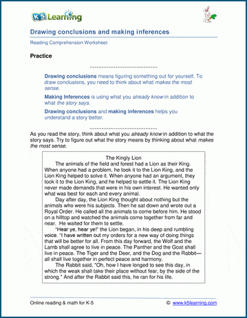 Inferences worksheets | K5 Learning