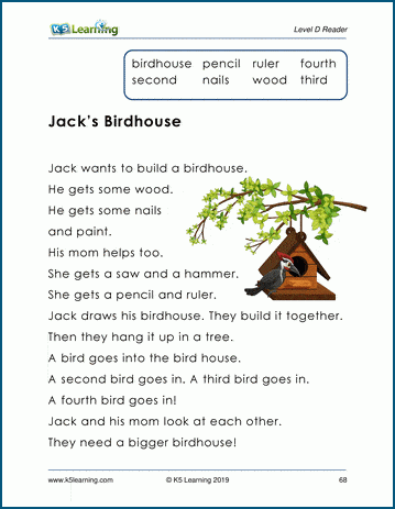 jack s birdhouse level d children s story k5 learning